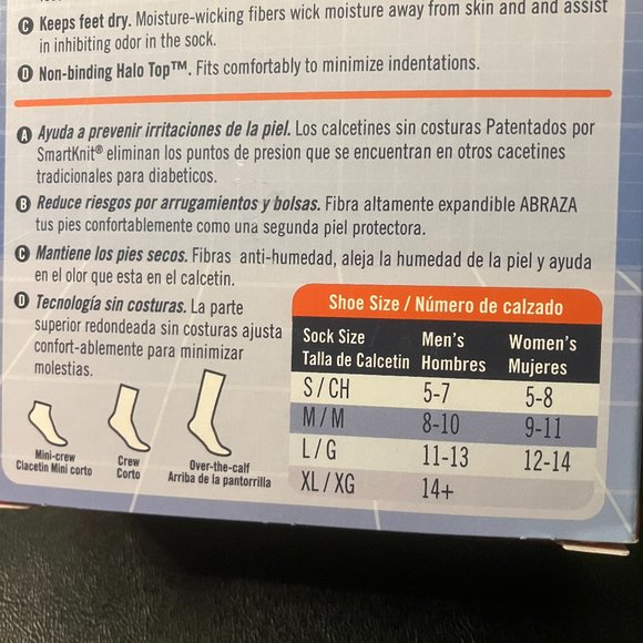 Smart Knit Men's Navy Blue Diabetic Crew Socks M (8-10) NIB - Picture 6 of 8